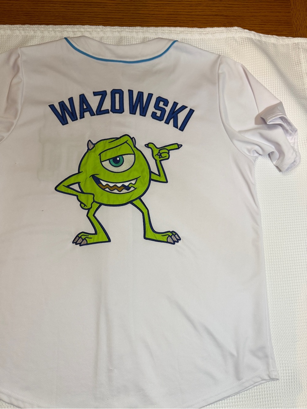 Disney Parks Pixar Monsters Inc Mike WAZOWSKI Baseball Jersey Men's Size L - Picture 3 of 9
